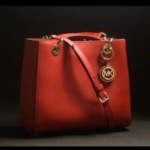 Michael kors synthia satchel bag red